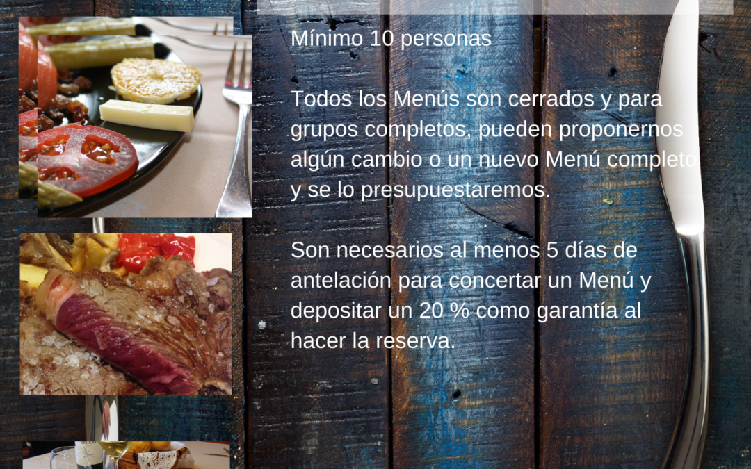 Menús para grupos diciembre 2019
